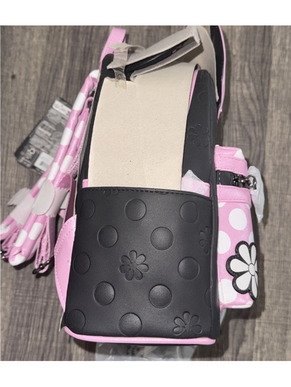 NEW LOUNGEFLY DISNEY MINNIE MOUSE FLORAL EARS MINI BACKPACK NWT! Pink Black - Picture 4 of 5